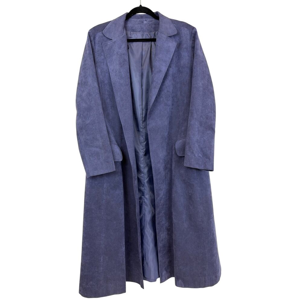 Vintage Union Made Roth Le Cover Purple Suede Trench Coat Long Belted Jacket L